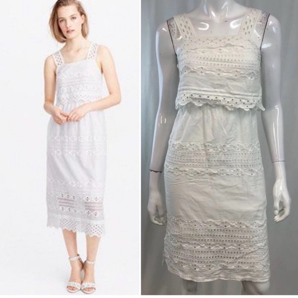 J. Crew Dresses & Skirts - J. Crew 02 White Eyelet Lace Lined Sleeveless Knee Length Sheath Tank Dress